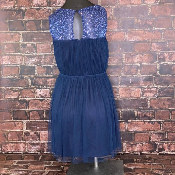 Mimi Chica Sleeveless Fit & Flare Mini Dress Size Small Sequins with Tulle Skirt - Picture 5 of 8